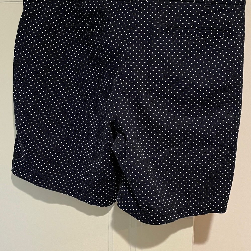 High Waist Navy Blue Poka Dot Women's Shorts Size: 12 - Picture 3 of 7